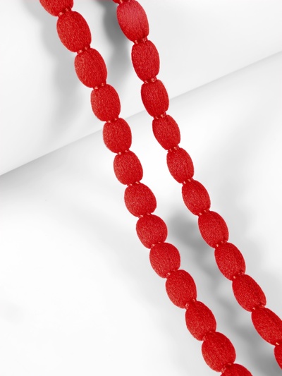 Тесьма декоративная с помпонами, 8 мм, 9.1±0.5 м, красная