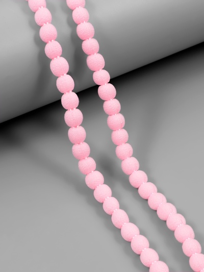 Тесьма декоративная с помпонами, 10 мм, 9.1±0.5 м, розовая