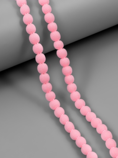 Тесьма декоративная с помпонами, 10 мм, 9.1±0.5 м, розовая