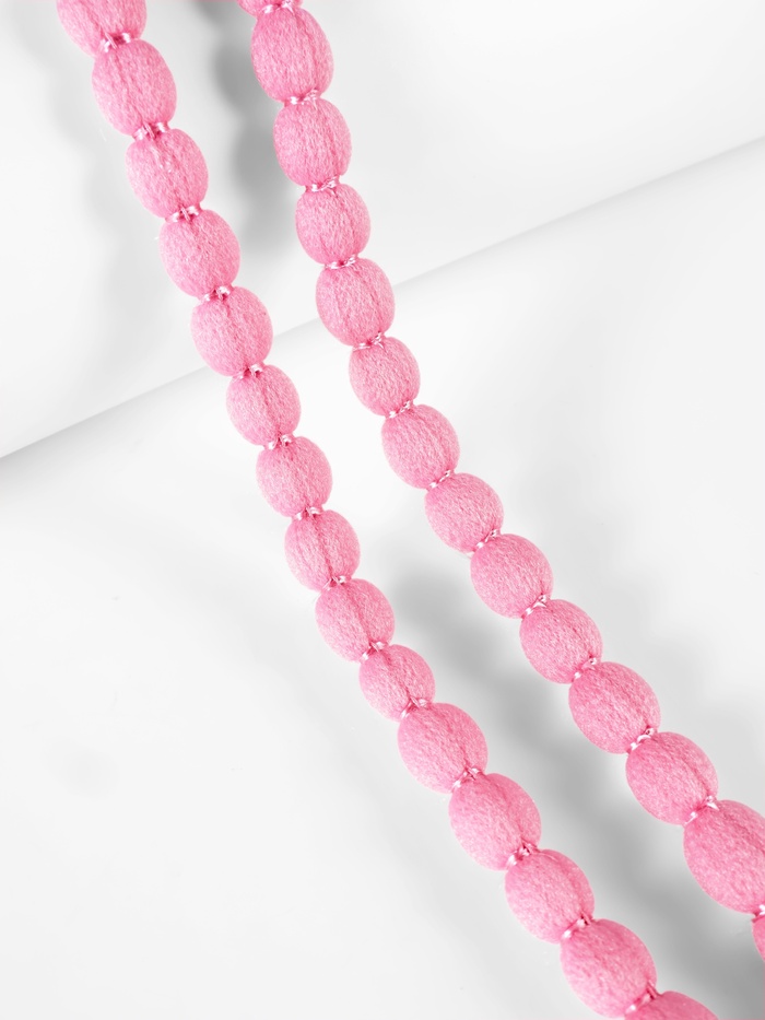 Тесьма декоративная с помпонами, 10 мм, 9.1±0.5 м, нежно-розовая - Фото 1