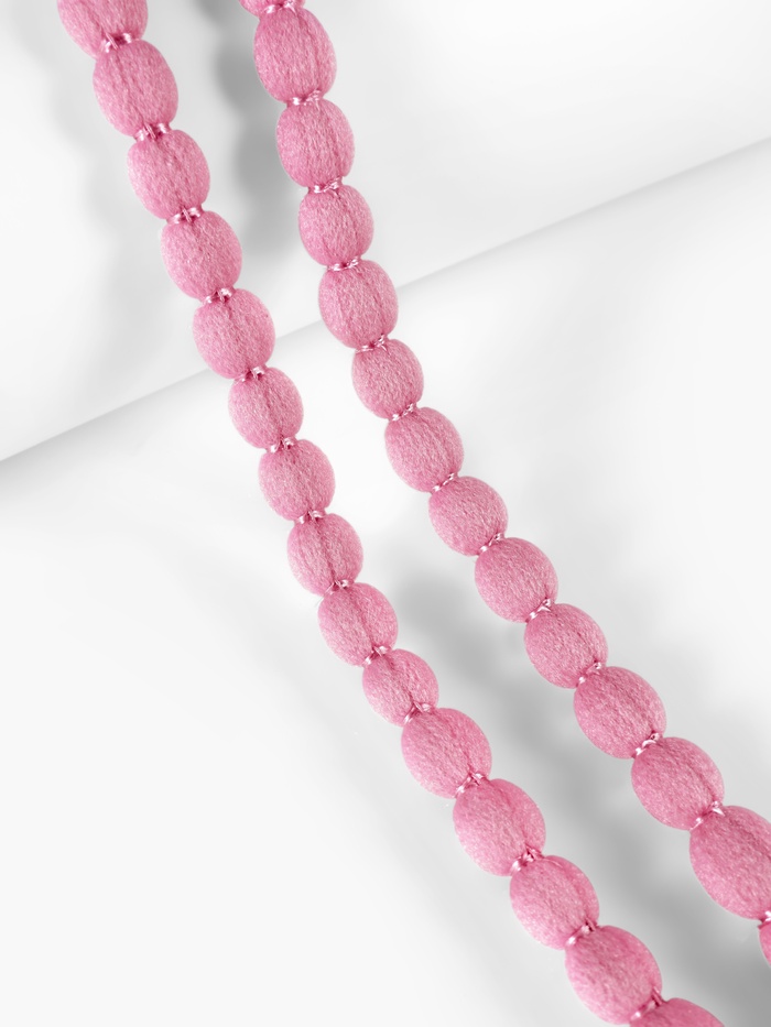 Тесьма декоративная с помпонами, 10 мм, 9.1±0.5 м, розовый - Фото 1