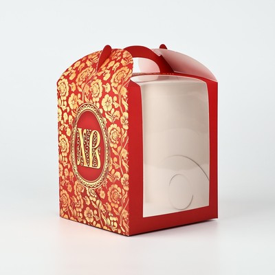 Складная коробка под торт на Пасху «Пасхальная», 15×15×18 см