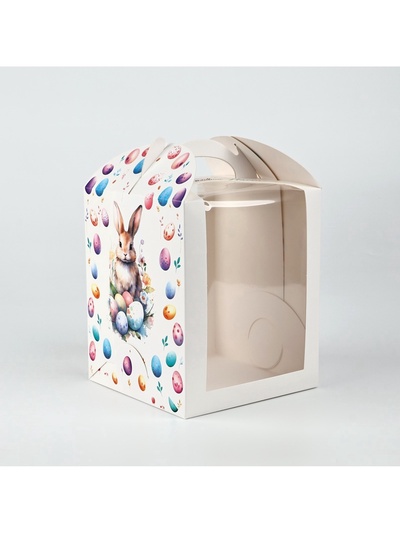 Складная коробка под торт на Пасху «Пасхальный кролик», 15×15×18 см