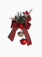 Ёлочная игрушка «Зимнее волшебство. Новогодний стиль» пластик, бант клетка, 12×9 см, красный - фото 119698990