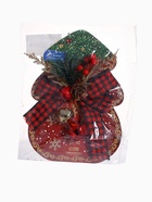 Ёлочная игрушка «Зимнее волшебство. Новогодний стиль» пластик, бант клетка, 12×9 см, красный - фото 119698993