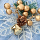 Ёлочные игрушки 2 шт. «Зимнее волшебство. Праздничные цветы» пластик, бубенчики, 13 см, белый - Фото 3