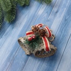 Ёлочная игрушка «Зимнее волшебство. Колокольчик блеск бантик объём» пластик, 8×10.5 см, золото - Фото 2