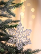 Ёлочные игрушки 2 шт. «Зимнее волшебство. Снежинка бусинки», 12×10 см, прозрачный перламутр 10499915