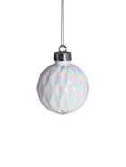 Ёлочные игрушки «Перелив», шары новогодние, d=8 см, набор 3 шт., грани, белый перламутр - Фото 3