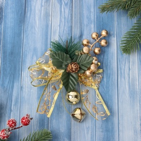 Ёлочная игрушка «Зимнее волшебство. Новогодний стиль» пластик, бант прозрачный, 16×12 см, золото