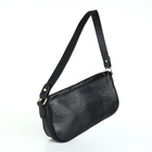 Сумка женская багет на молнии, 27×5×13 см, однотонная, чёрная - Фото 7