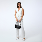 Сумка женская багет на молнии, 27×5×13 см, однотонная, чёрная - Фото 12