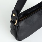 Сумка женская багет на молнии, 27×5×13 см, однотонная, чёрная - Фото 5