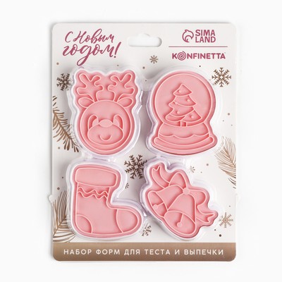 Формы для выпечки новогодние «Узор на окнах», 4 шт.