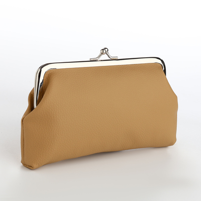 Косметичка на фермуаре, маленькая, однотонная, бежевая