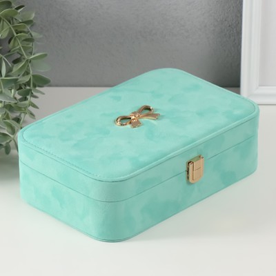 Шкатулка для украшений для украшений «Бант», текстиль, голубой, 22×14.5×7 см