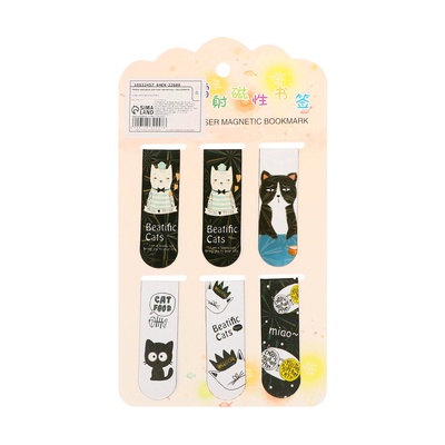 Набор закладок магнитных для книг 6 штук Зверушки 60×19 мм МИКС CALLIGRATA