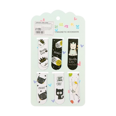 Набор закладок магнитных для книг 6 штук Зверушки 60×19 мм МИКС CALLIGRATA