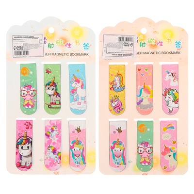 Набор закладок магнитных для книг Calligrata «Пони», 6 штук, 60×19 мм, МИКС