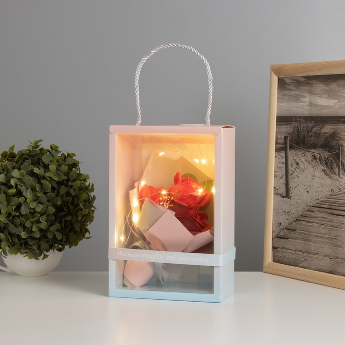 Фигурка светящаяся RISALUX «Букет роз», LED-ночник, 3×AG10, красный, 7.5×15.5×23 см - Фото 1
