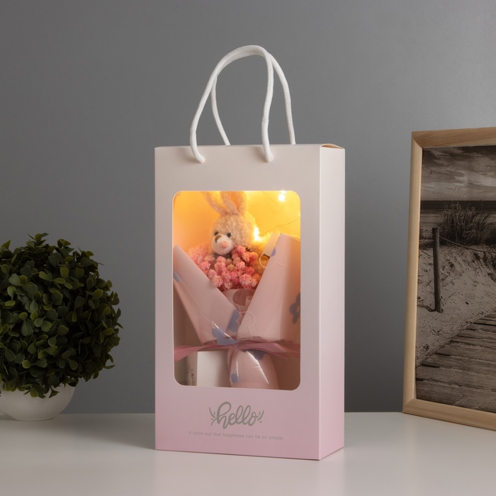 Фигурка светящаяся RISALUX «Букет. Заяц», LED-ночник, 3×AG10, 8×17×29 см - Фото 1