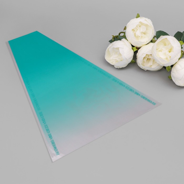 Пакет конус для цветов, «Переход», 29+10×45 см, зелёный - Фото 1