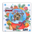 Новогодние салфетки бумажные Гармония цвета «Снежный шар» 1 слой, 24х24 см, 100 шт - Фото 2