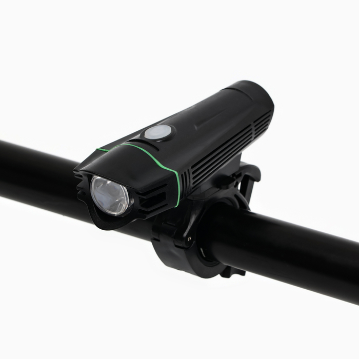 Фонарь велосипедный передний аккумуляторный, водонепроницаемый, 1 диод, 4 режима, зеленый - Фото 1