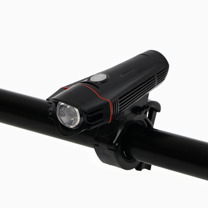 Фонарь велосипедный передний аккумуляторный, водонепроницаемый, 1 диод, 4 режима, красный - Фото 1