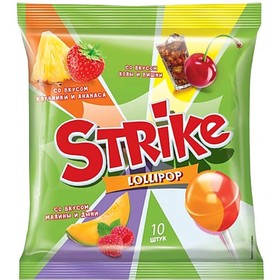 Карамель на палочке "Strike", с двойными вкусами, ассорти, 113г (комплект 2 шт)