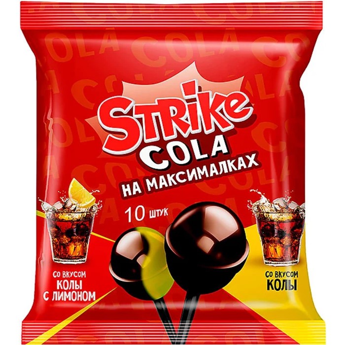 

Карамель на палочке "Strike", со вкусом колы с лимоном, 113г 10680066