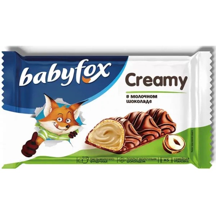 

Вафельный батончик "Baby Fox Creamy" в молочном шоколаде, 5 х 23 г