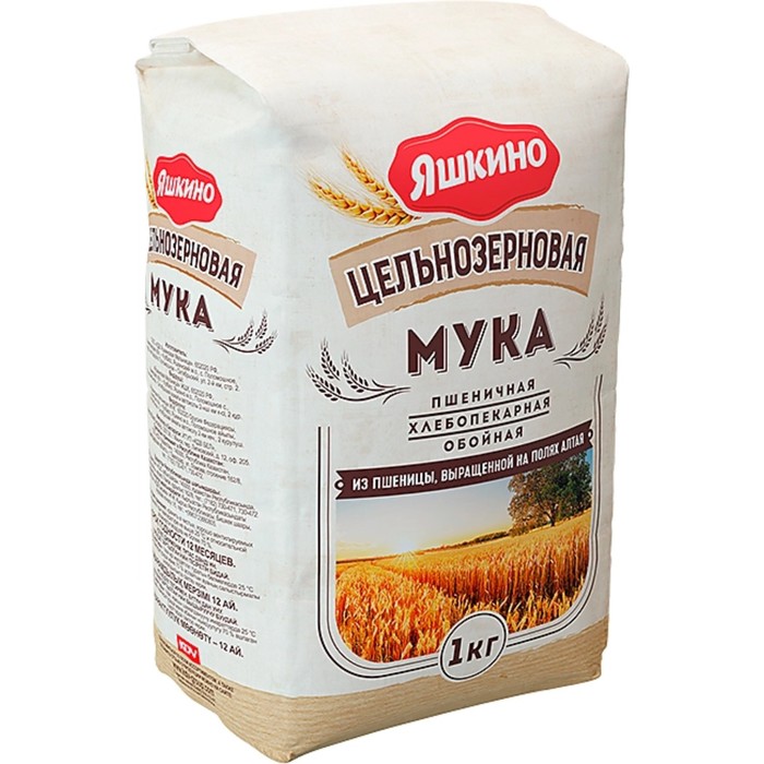 

Мука пшеничная "Яшкино", цельнозерновая, 1кг