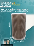 Массажёр - чесалка на угол, размер L, 17×11×6.2, с кошачьей мятой, серый - Фото 1