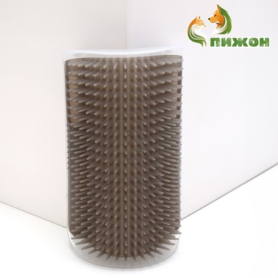 Массажёр - чесалка на угол, размер L, 17×11×6.2, с кошачьей мятой, серый