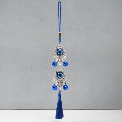 Подвеска от сглаза металл «Руки Фатимы с колокольчиками и кисточкой», 4×33 см