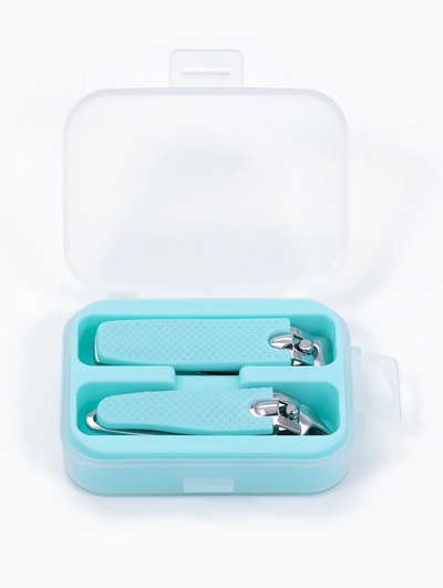 Кусачки книпсер, набор, 2 предмета, в футляре, бирюзовые, серебристые