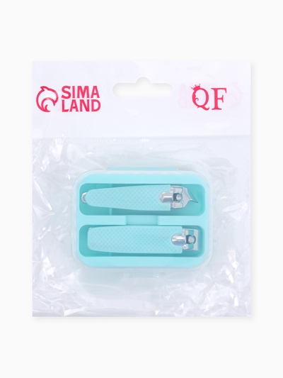 Кусачки книпсер, набор, 2 предмета, в футляре, бирюзовые, серебристые