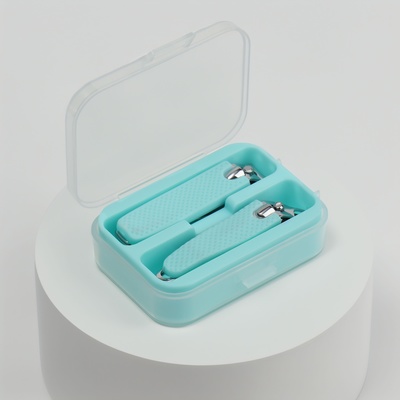 Кусачки книпсер, набор, 2 предмета, в футляре, бирюзовые, серебристые