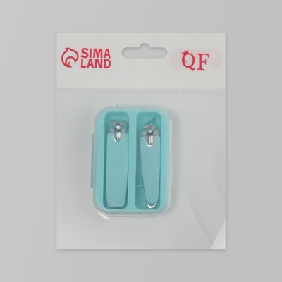 Кусачки книпсер, набор, 2 предмета, в футляре, бирюзовые, серебристые