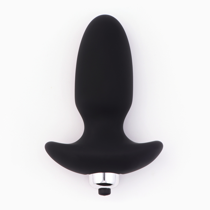 Анальная вибровтулка с вибропулей, 7.5×3.5 см, софт-силикон, черный - Фото 1