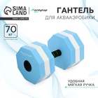 Гантель для аквааэробики ONLYTOP, гексагональная, 27×16×16 см, цвет голубой - Фото 1