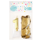 Свеча для торта, цифра 1 + воздушные шары, 5 шт., золото - Фото 4