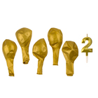 Свеча для торта, цифра 2 + воздушные шары, 5 шт., золото - Фото 3