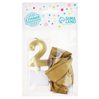 Свеча для торта, цифра 2 + воздушные шары, 5 шт., золото - Фото 4