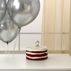 Свеча для торта, цифра 2 + воздушные шары, 5 шт., серебро - Фото 2