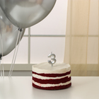 Свеча для торта, цифра 3 + воздушные шары, 5 шт., серебро - Фото 2