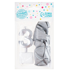 Свеча для торта, цифра 3 + воздушные шары, 5 шт., серебро - Фото 4