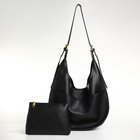 Сумка - мешок женская TEXTURA, на магните, с косметичкой, 34×12×27 см, чёрная - Фото 4