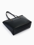 Сумка-шопер женская на молнии, размер 30.5×12×27 см, однотонная, чёрная - Фото 5